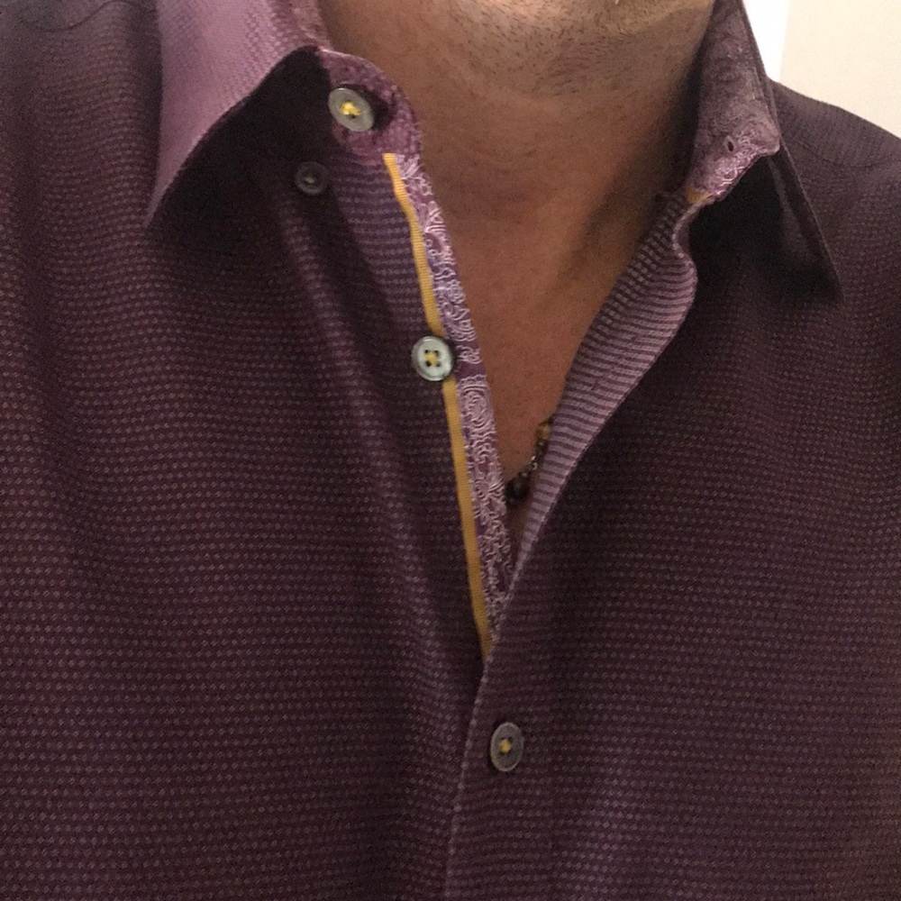 Ted Baker Deep Purple Print Button Down Shirt 4 - image 3